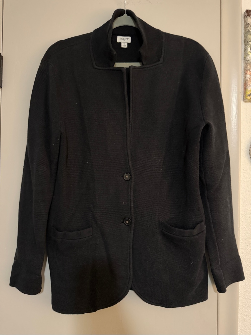 J Crew Knit Sweater Blazer Black Medium Structured Cardigan Jacket